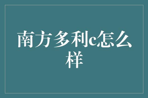 南方多利c怎么样