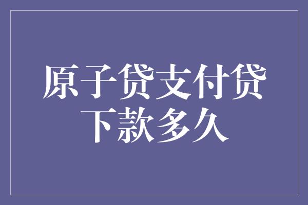 原子贷支付贷下款多久