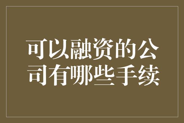 可以融资的公司有哪些手续