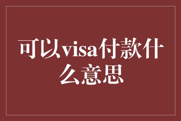 可以visa付款什么意思