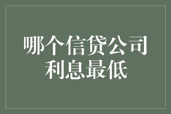 哪个信贷公司利息最低