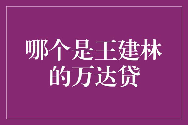 哪个是王建林的万达贷