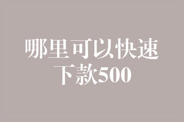 哪里可以快速下款500