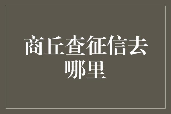 商丘查征信去哪里