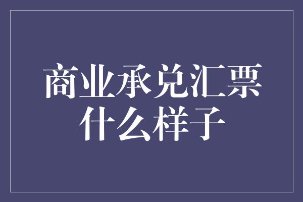 商业承兑汇票什么样子