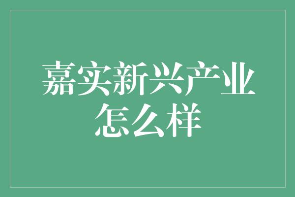 嘉实新兴产业怎么样