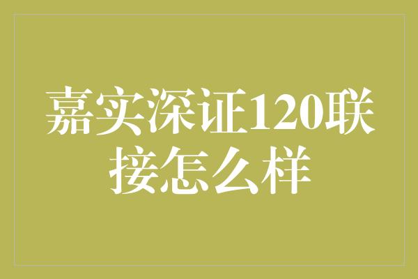 嘉实深证120联接怎么样