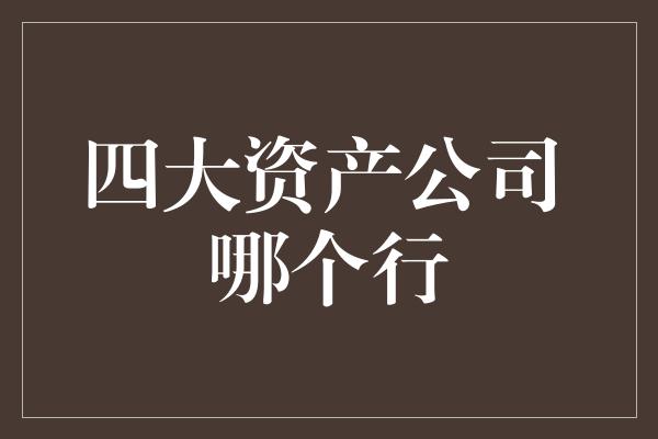 四大资产公司 哪个行