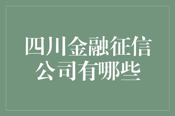 四川金融征信公司有哪些