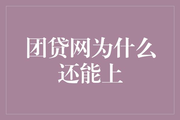 团贷网为什么还能上