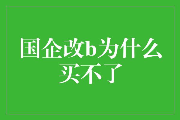 国企改b为什么买不了