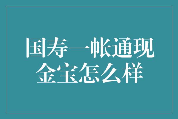 国寿一帐通现金宝怎么样