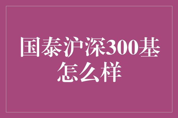 国泰沪深300基怎么样