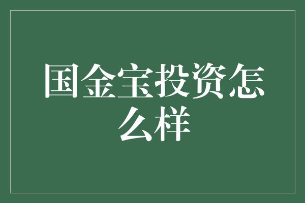 国金宝投资怎么样