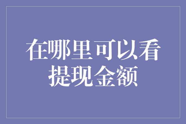 在哪里可以看提现金额