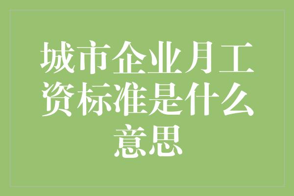 城市企业月工资标准是什么意思