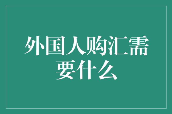 外国人购汇需要什么