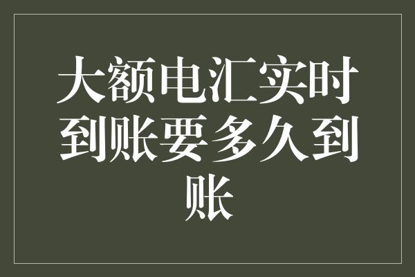 大额电汇实时到账要多久到账