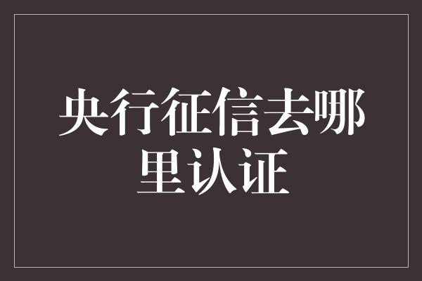 央行征信去哪里认证