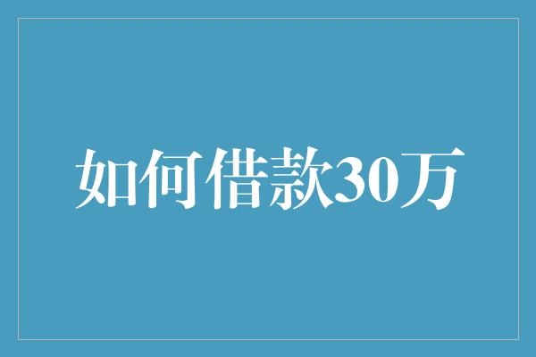 如何借款30万