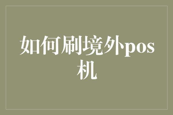 如何刷境外pos机