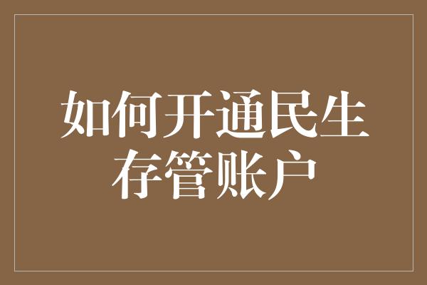 如何开通民生存管账户