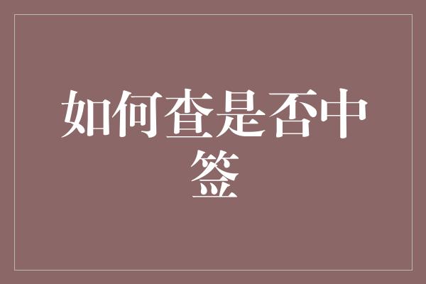 如何查是否中签