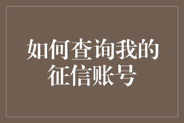 如何查询我的征信账号