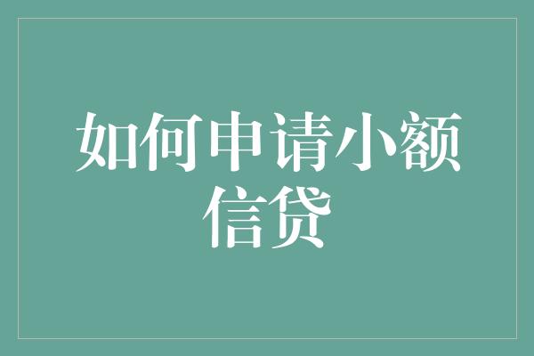 如何申请小额信贷