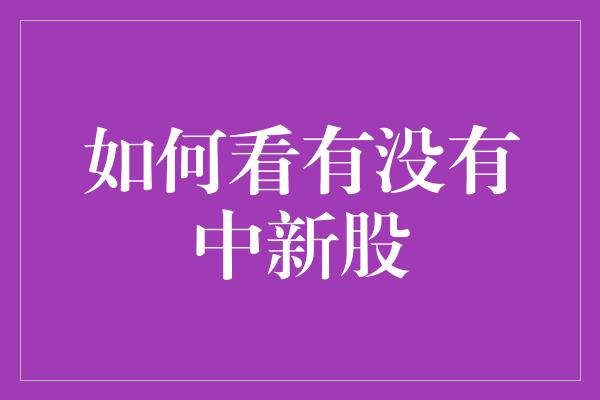 如何看有没有中新股