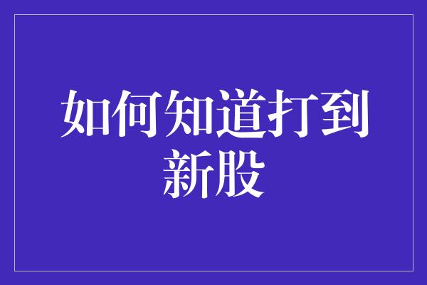 如何知道打到新股