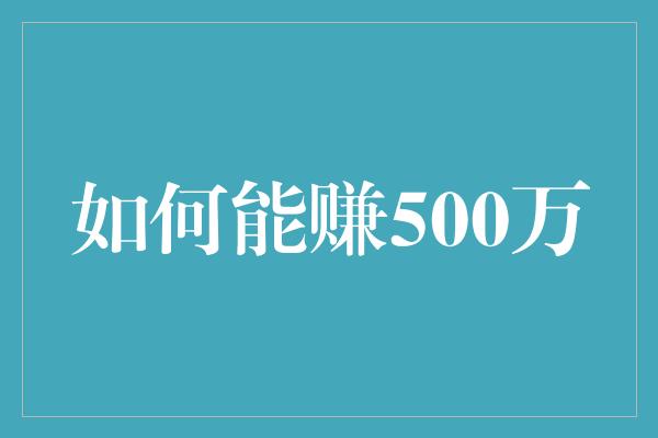 如何能赚500万