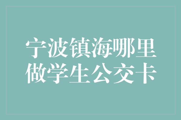 宁波镇海哪里做学生公交卡