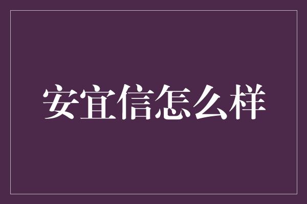 安宜信怎么样