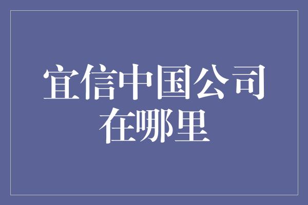 宜信中国公司在哪里