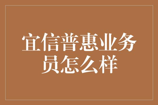 宜信普惠业务员怎么样