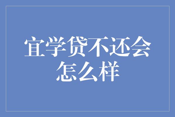 宜学贷不还会怎么样