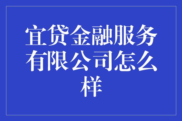 宜贷金融服务有限公司怎么样