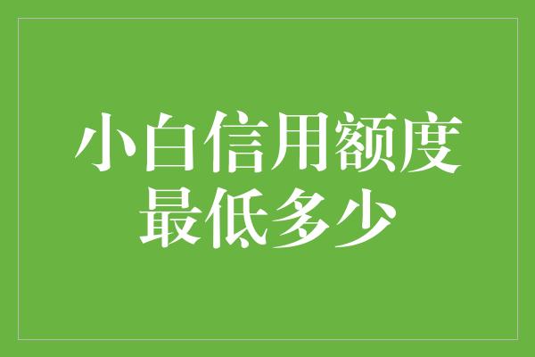 小白信用额度最低多少