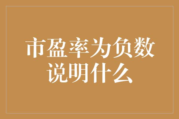 市盈率为负数说明什么