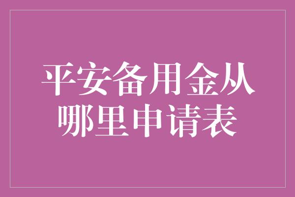 平安备用金从哪里申请表