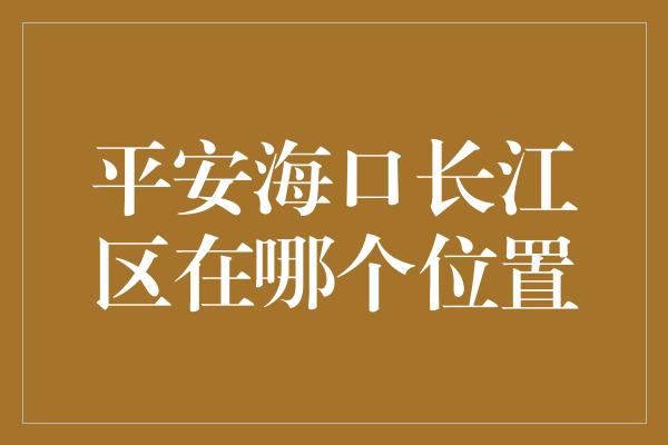 平安海口长江区在哪个位置