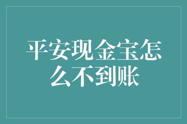 平安现金宝怎么不到账