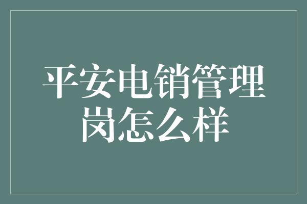 平安电销管理岗怎么样