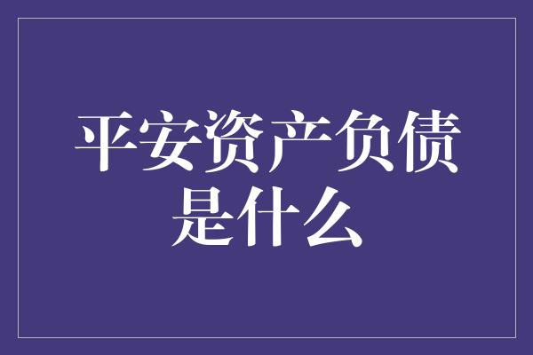 平安资产负债是什么