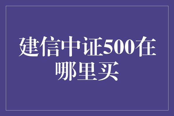 建信中证500在哪里买