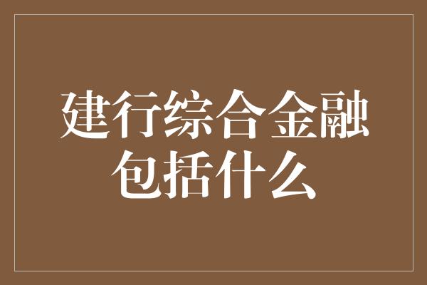 建行综合金融包括什么