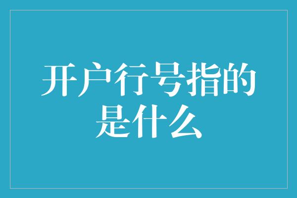 开户行号指的是什么