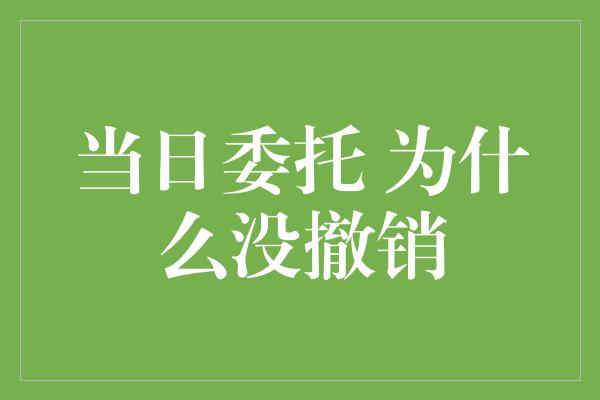 当日委托 为什么没撤销