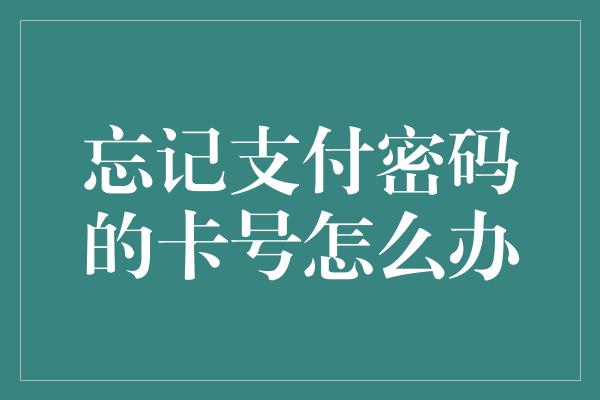 忘记支付密码的卡号怎么办